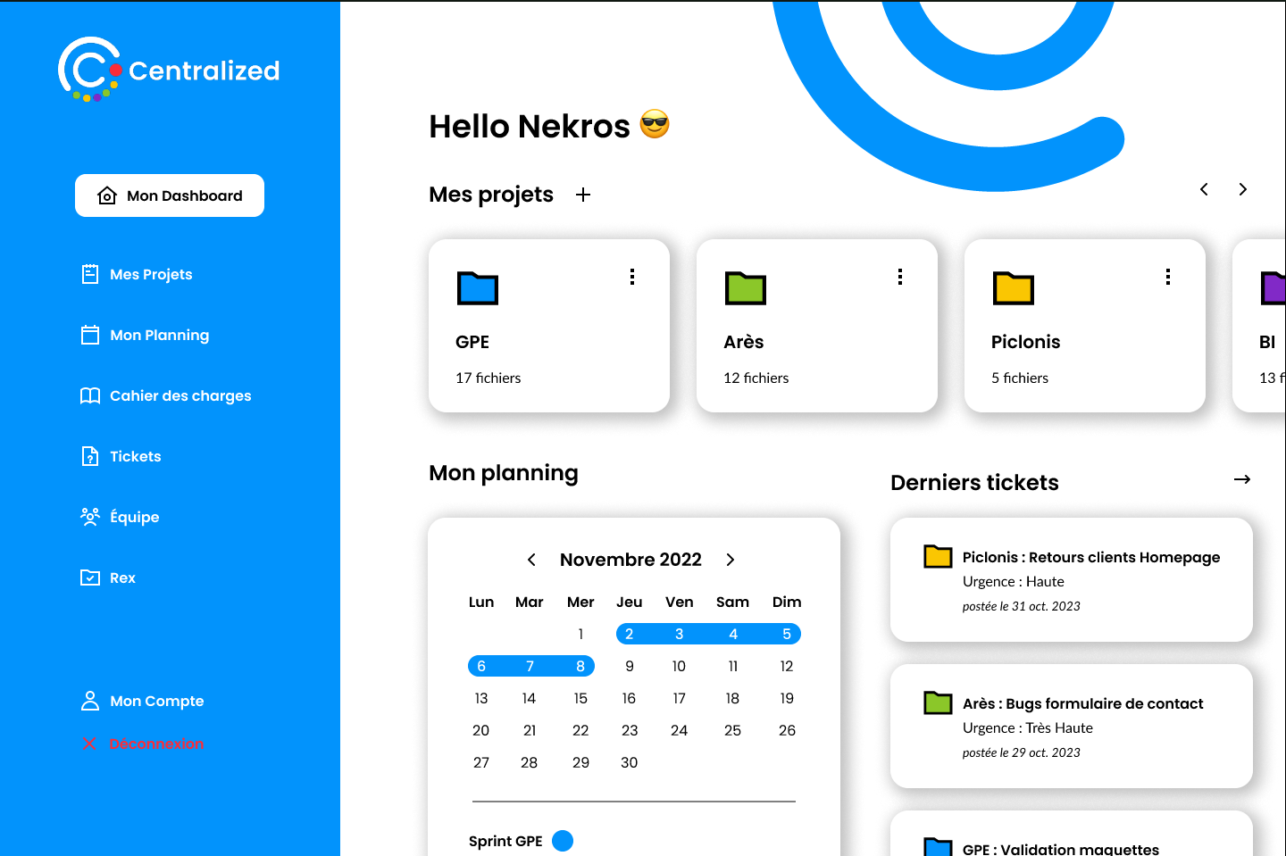 page d'accueil maquette Centralized