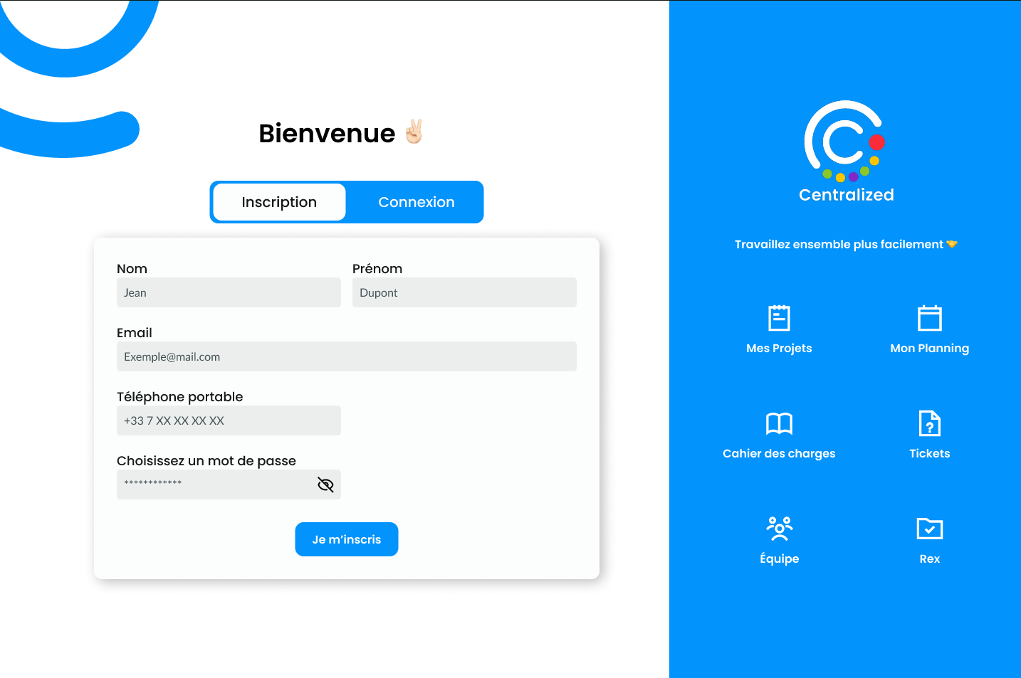 page login maquette Centralized