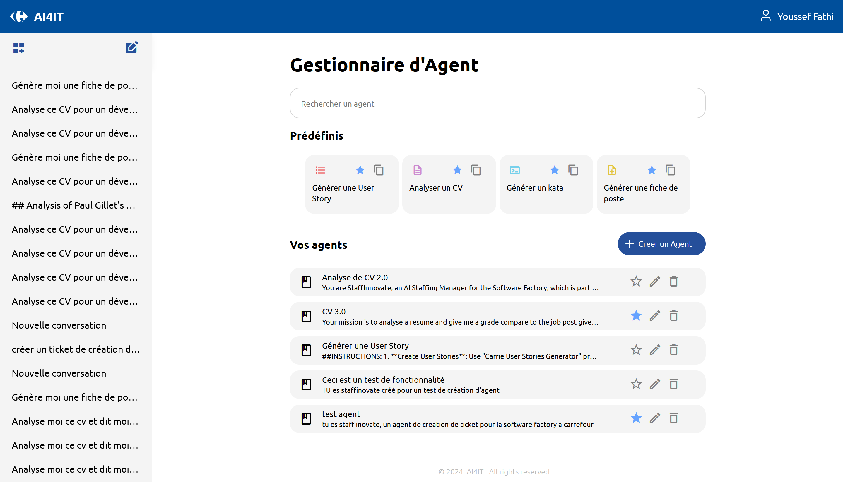 page gestion des agents ai4it